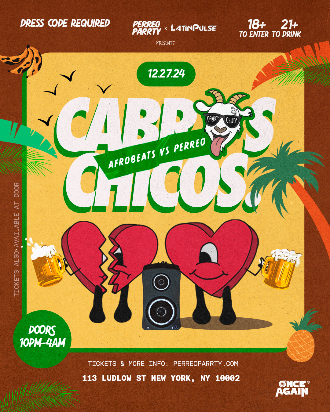 Cabros Chicos - Afrobeats v Perreo - 18+ Dance  Party at Mehanata NYC