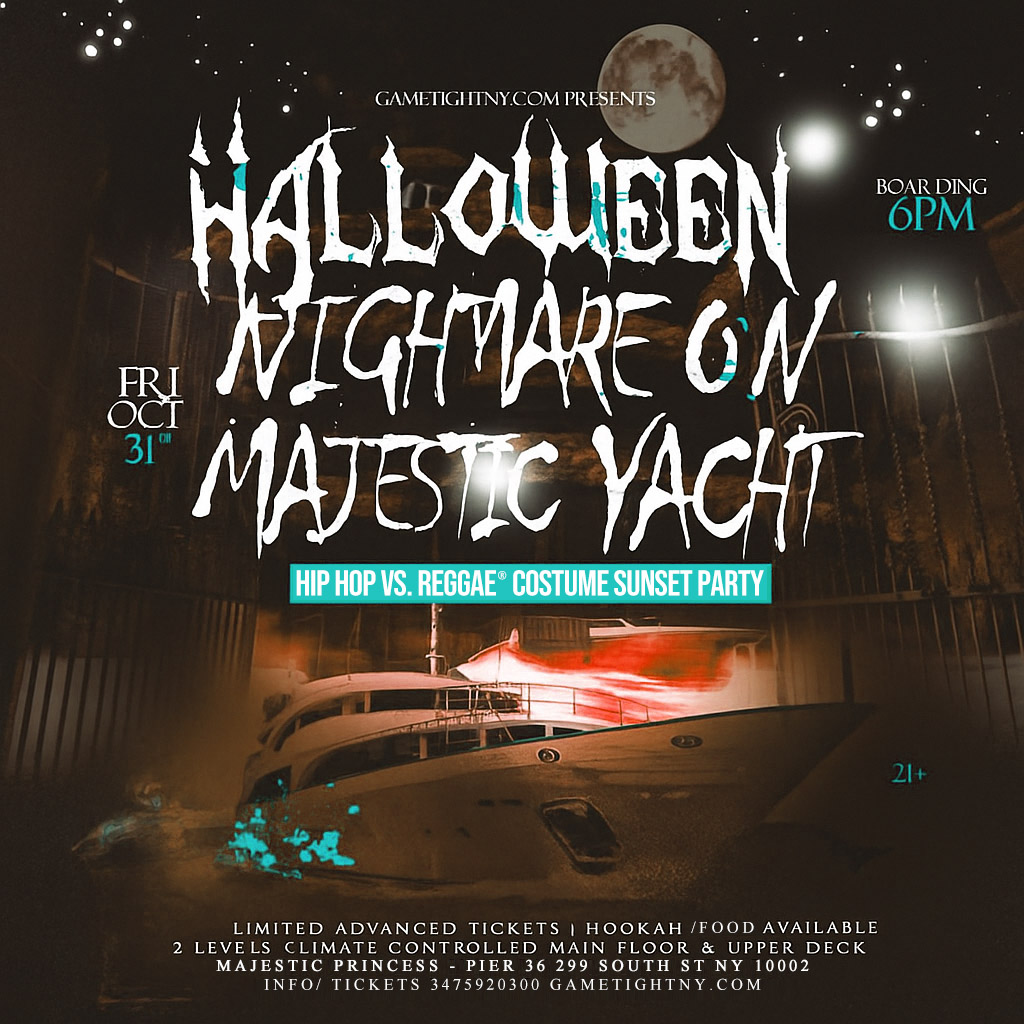 NYC HIP HOP VS REGGAE® HALLOWEEN NIGHTMARE MAJESTIC PIER 36 SUNSET PARTY