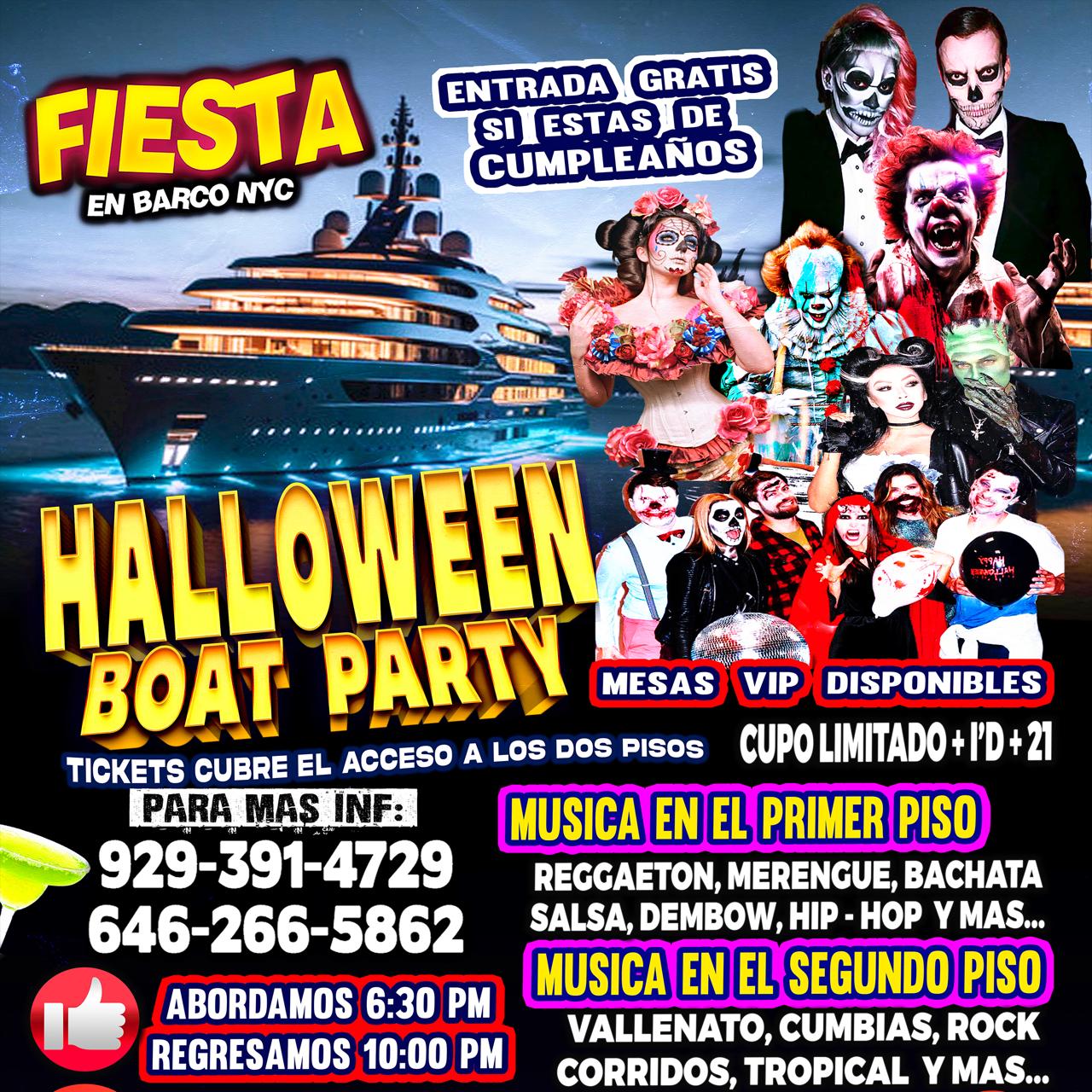 HALLOWEEN EN BARCO + $1500 CASH EN PREMIOS + DJ'S