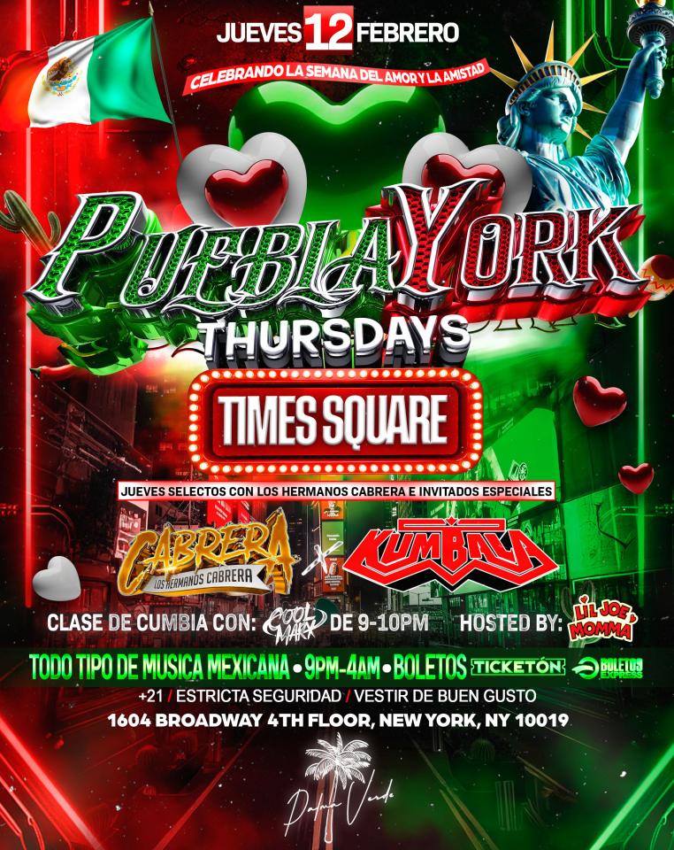 Buy tickets for PueblaYork Thursdays Times Square PueblaYork Thursdays Times Square