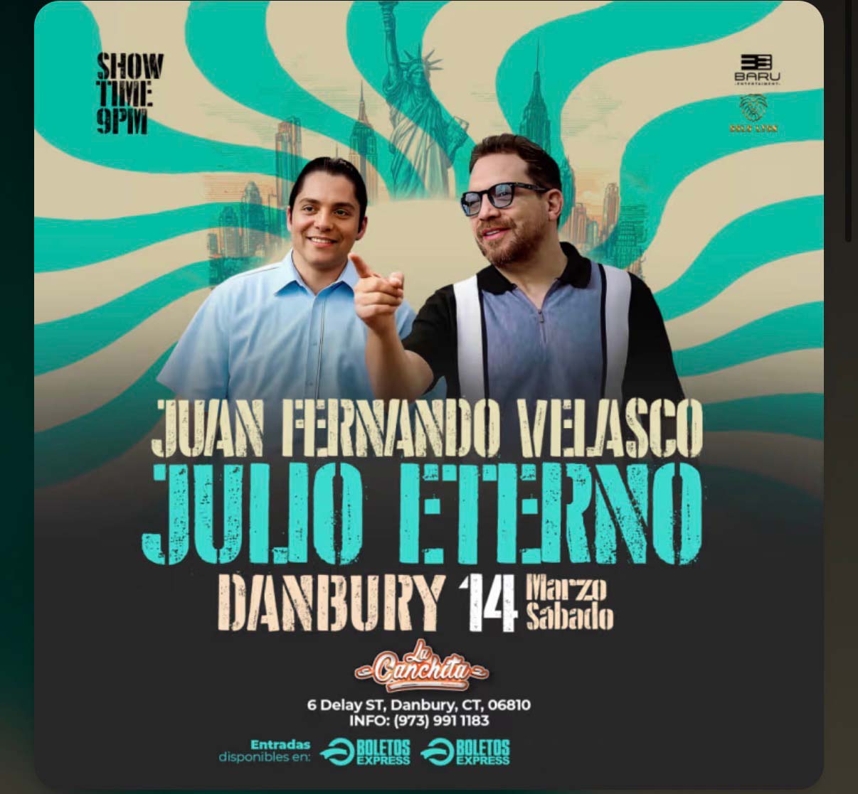 Buy tickets for JUAN FERNANDO VELASCO & JULIO ETERNO EN VIVO l DANBURY, CT JUAN FERNANDO VELASCO & JULIO ETERNO EN VIVO l DANBURY, CT