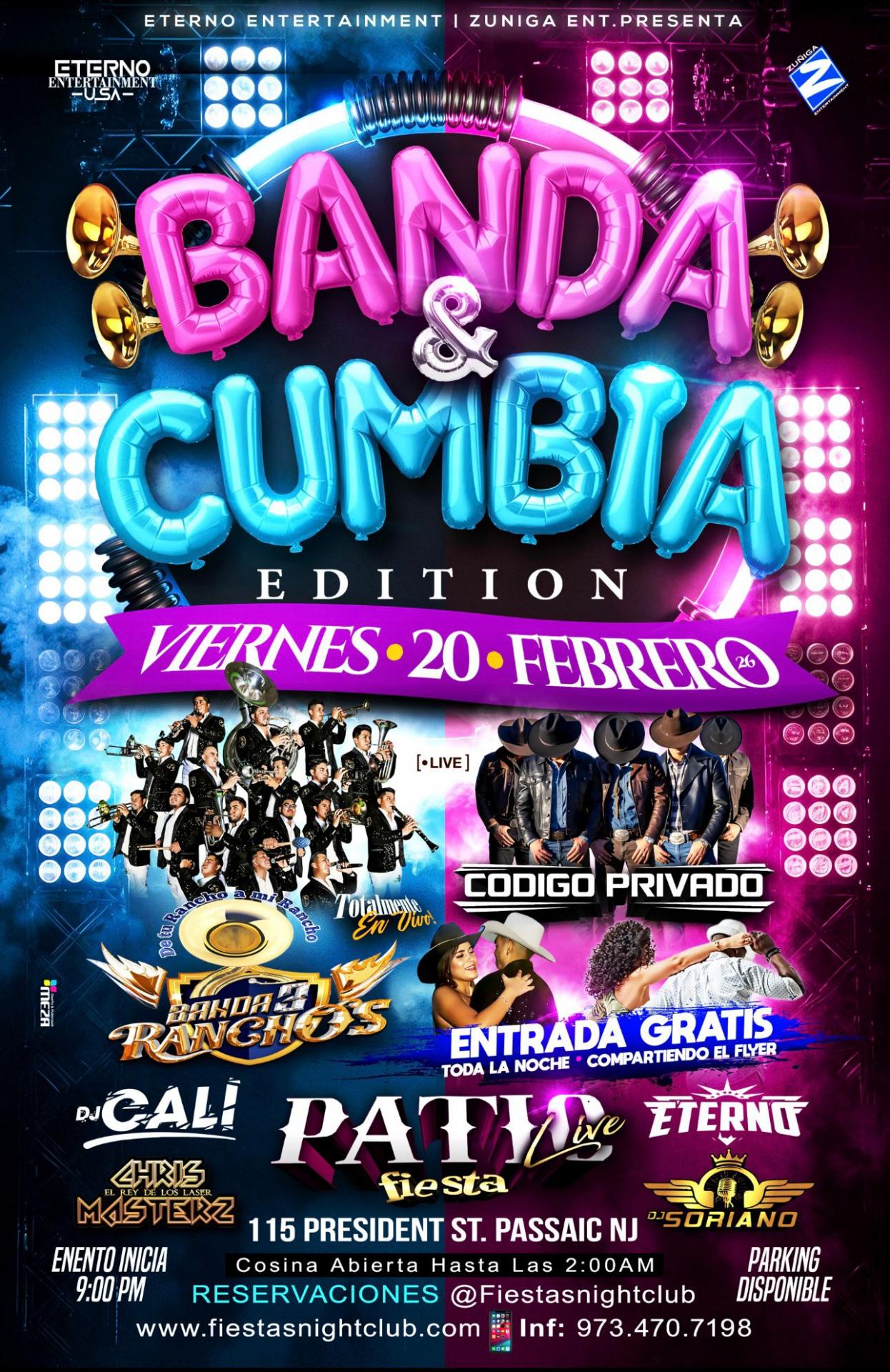 Buy tickets for BANDA 3 RANCHOS, CODIGO PRIVADO, DJ CALI, CHRIS MASTER Z, SORIANO, ETERNO BANDA 3 RANCHOS, CODIGO PRIVADO, DJ CALI, CHRIS MASTER Z, SORIANO, ETERNO