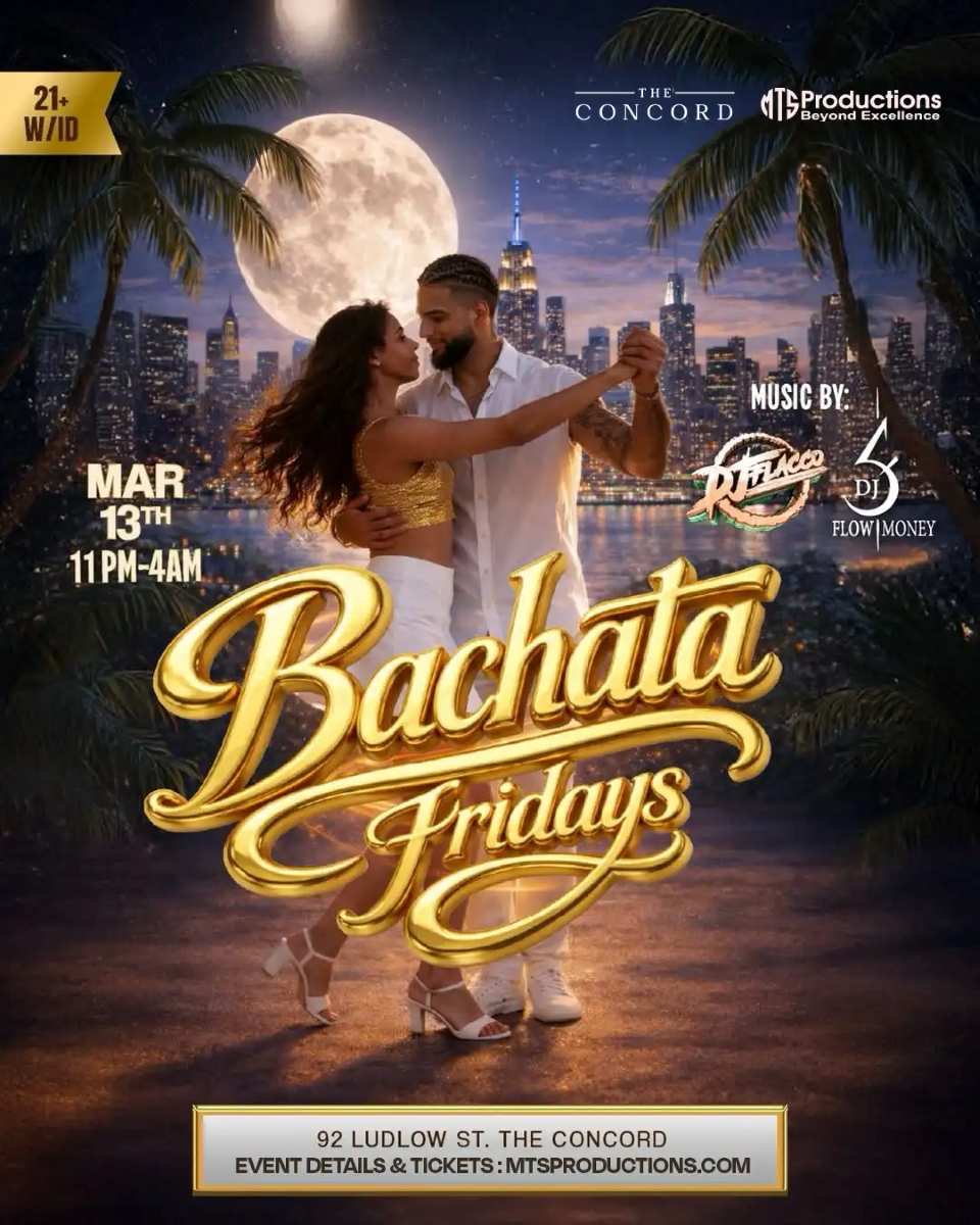 Buy tickets for Friday Bachata Night at Concord NYC | Traditional Bachata | Mar 13 Friday Bachata Night at Concord NYC | Traditional Bachata | Mar 13