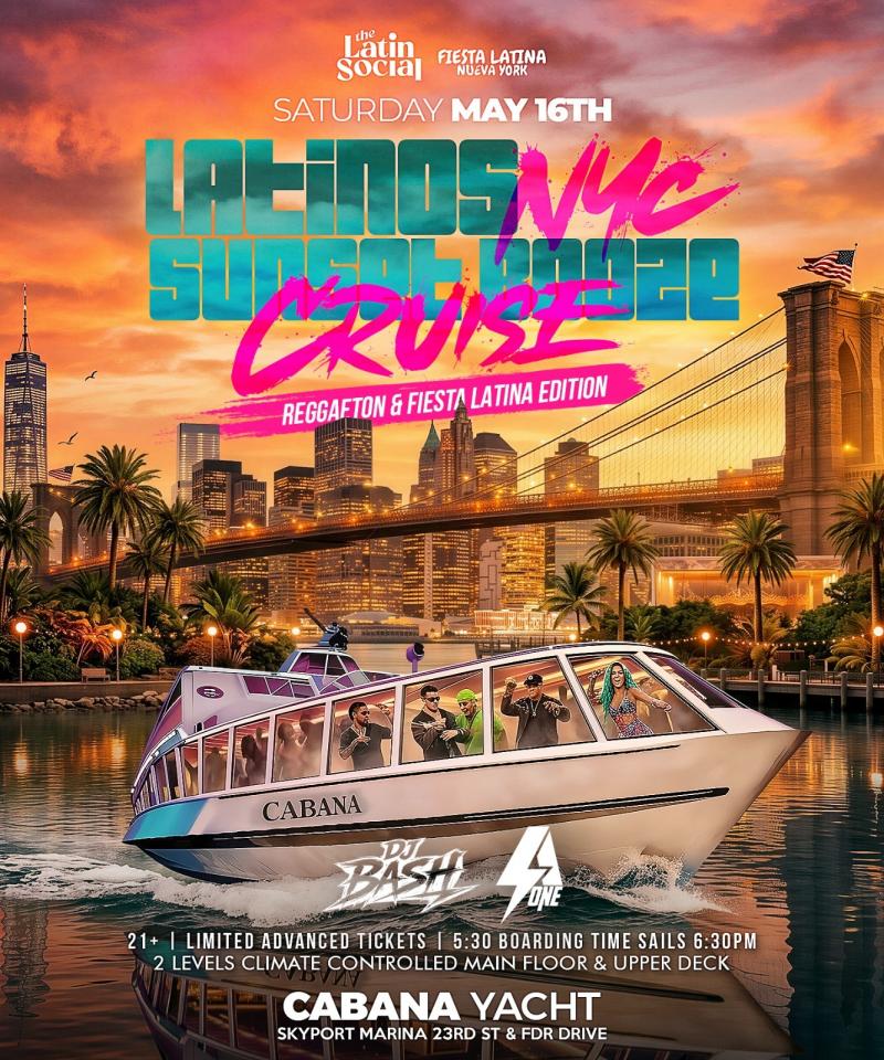 Buy tickets for FIESTA LATINA: SUNSET CRUISE PARTY: EN ALTO MAR FIESTA LATINA: SUNSET CRUISE PARTY: EN ALTO MAR