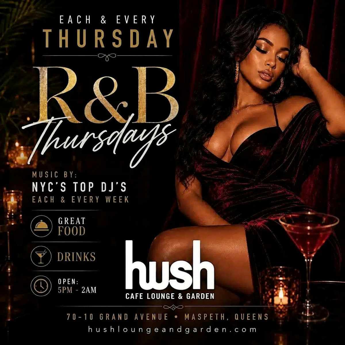 R&B Thursdays at Hush Lounge Garden Queens
