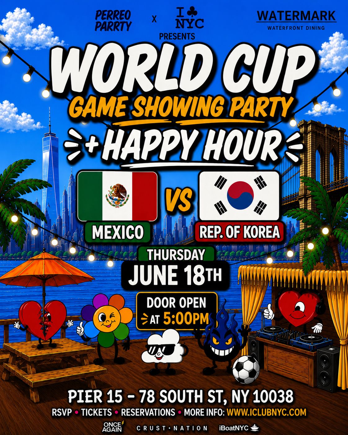 Buy tickets for #1 World Cup Viewing Party Happy Hour Soccer: Mexico v Korea at Watermark #1 World Cup Viewing Party Happy Hour Soccer: Mexico v Korea at Watermark
