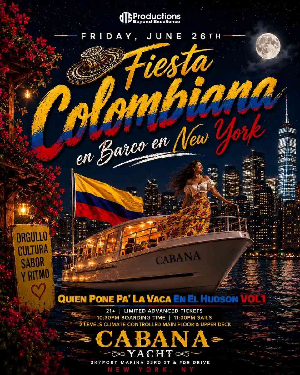 Buy tickets for Fiesta Colombiana Boat Party NYC – Colombian Latin Party on Cabana Yacht Fiesta Colombiana Boat Party NYC – Colombian Latin Party on Cabana Yacht