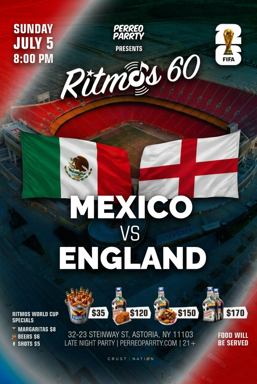FIFA WORLD CUP 2026 WATCH PARTY: MEXICO v ENGLAND at Ritmos 60 Bar NYC