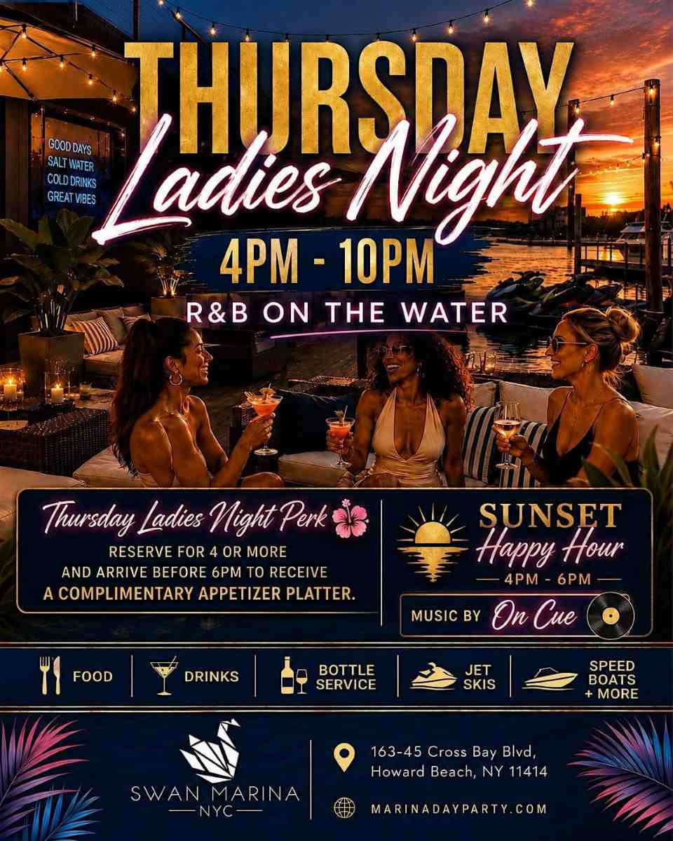 Thursday Ladies Night NYC | R&B on the Water at Swan Marina