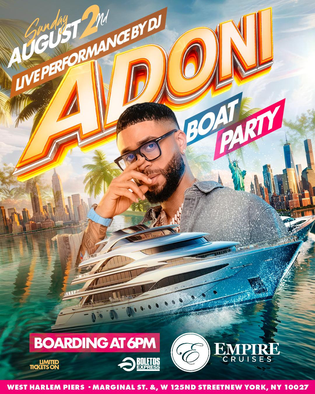 Buy tickets for Dj Adoni, Boat Party Dj Adoni, Boat Party