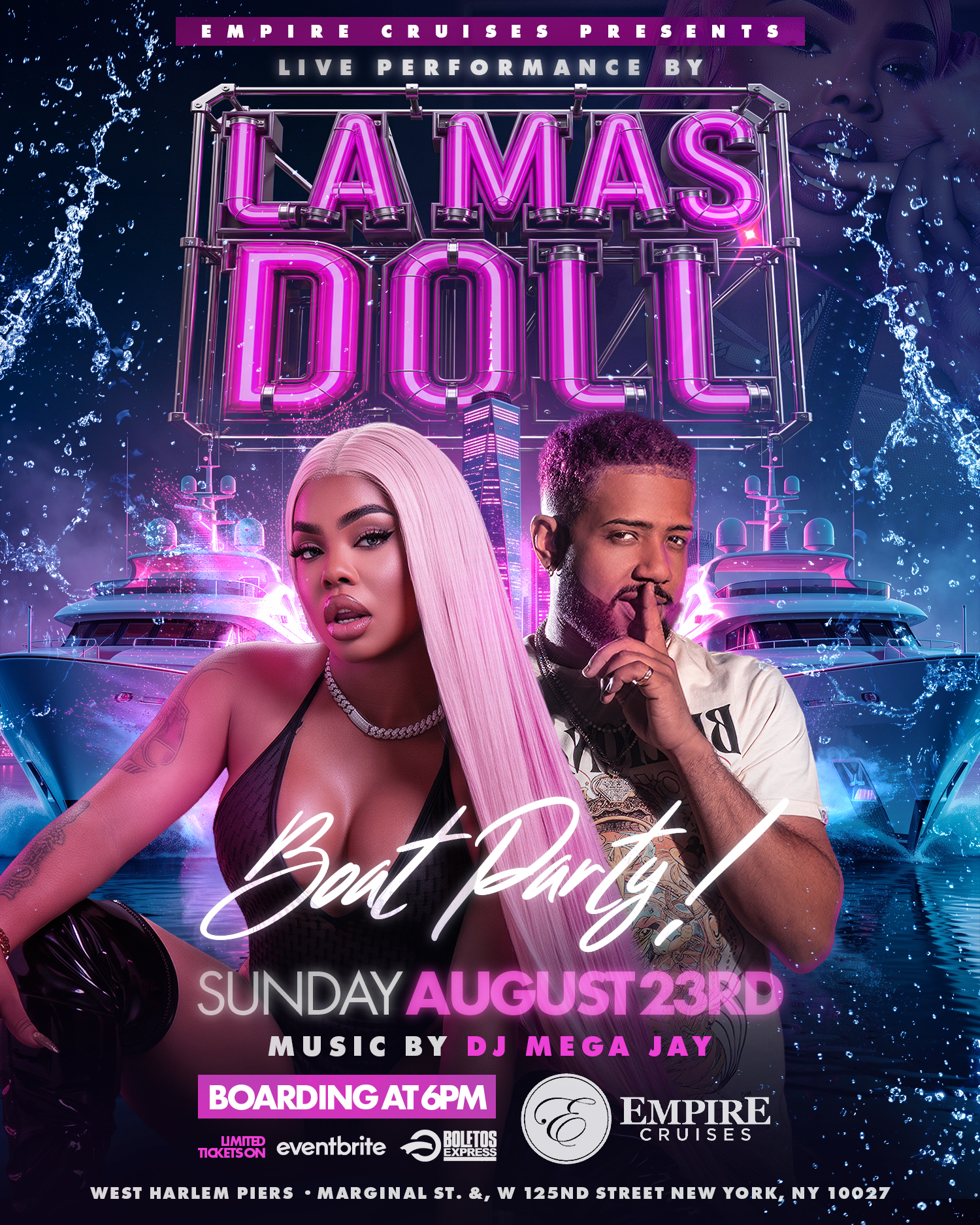 Buy tickets for La Mas Doll x Dj Mega Jay, Boat Party La Mas Doll x Dj Mega Jay, Boat Party