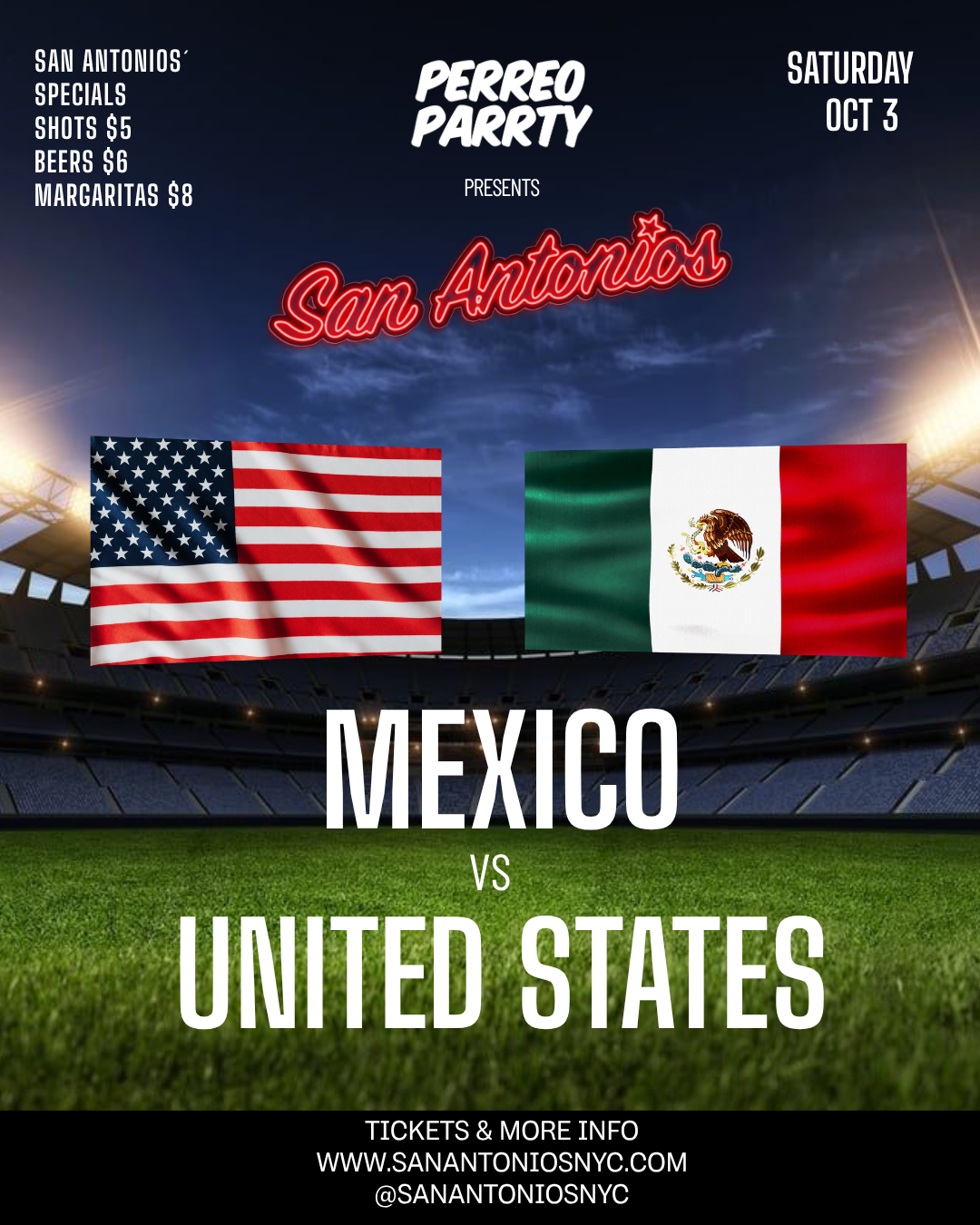 Buy tickets for Mexico vs USA Soccer Game Watch Party at San Antonios Reggaeton Bar Mexico vs USA Soccer Game Watch Party at San Antonios Reggaeton Bar