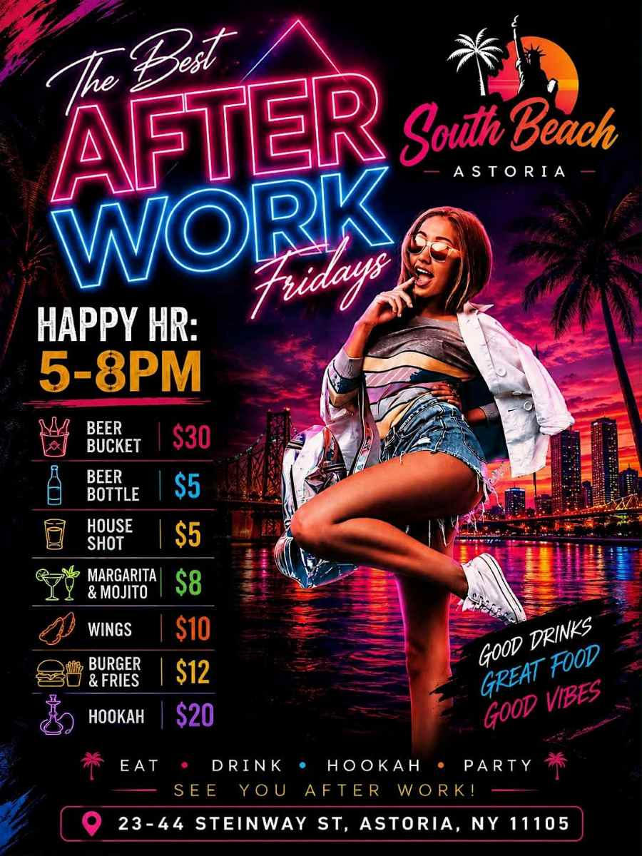 After Work Fridays NYC at South Beach Astoria – Sep 11