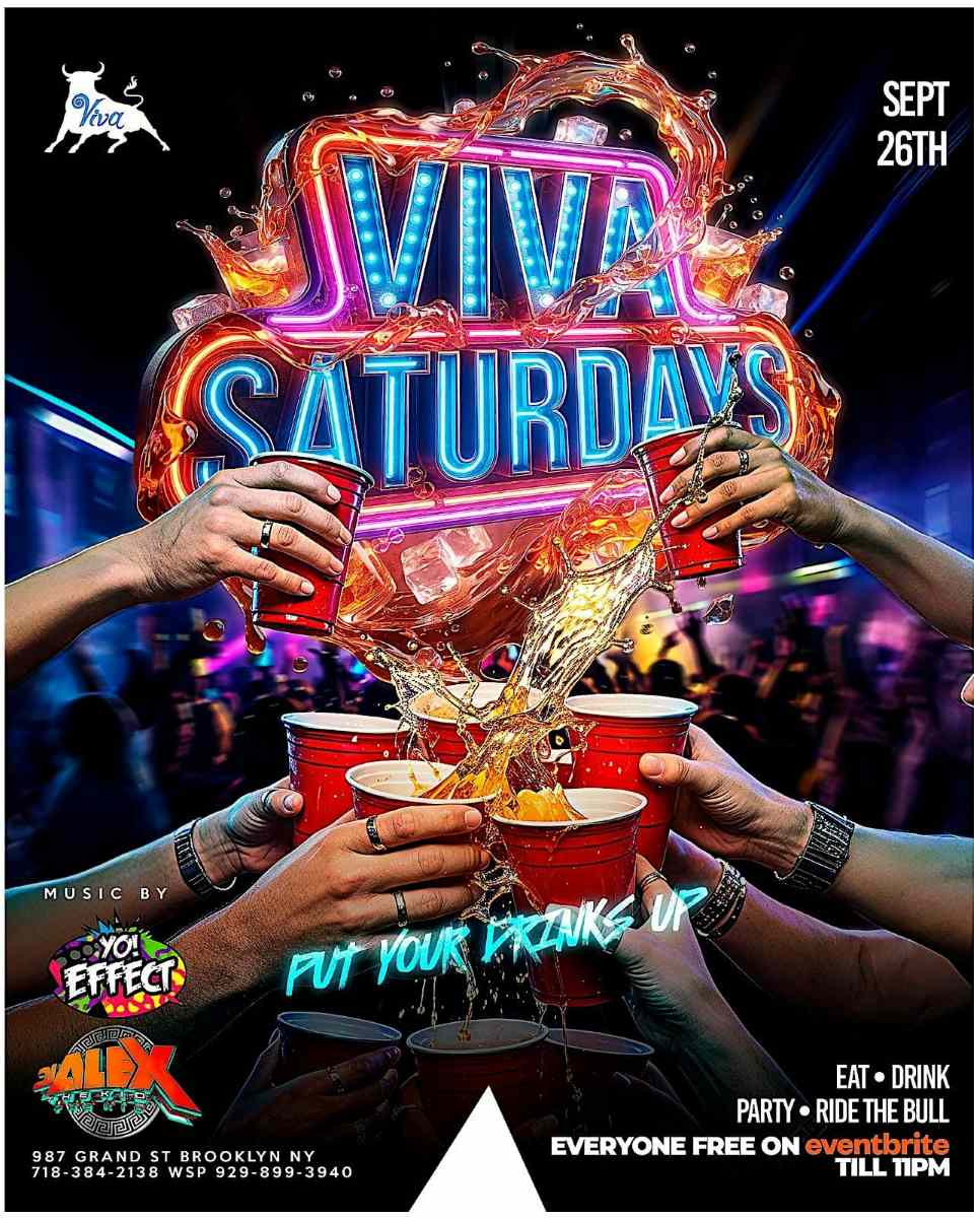 Buy tickets for Viva Saturdays: Put Your Drinks Up! at Viva Toro Brooklyn – Sep 26 Viva Saturdays: Put Your Drinks Up! at Viva Toro Brooklyn – Sep 26