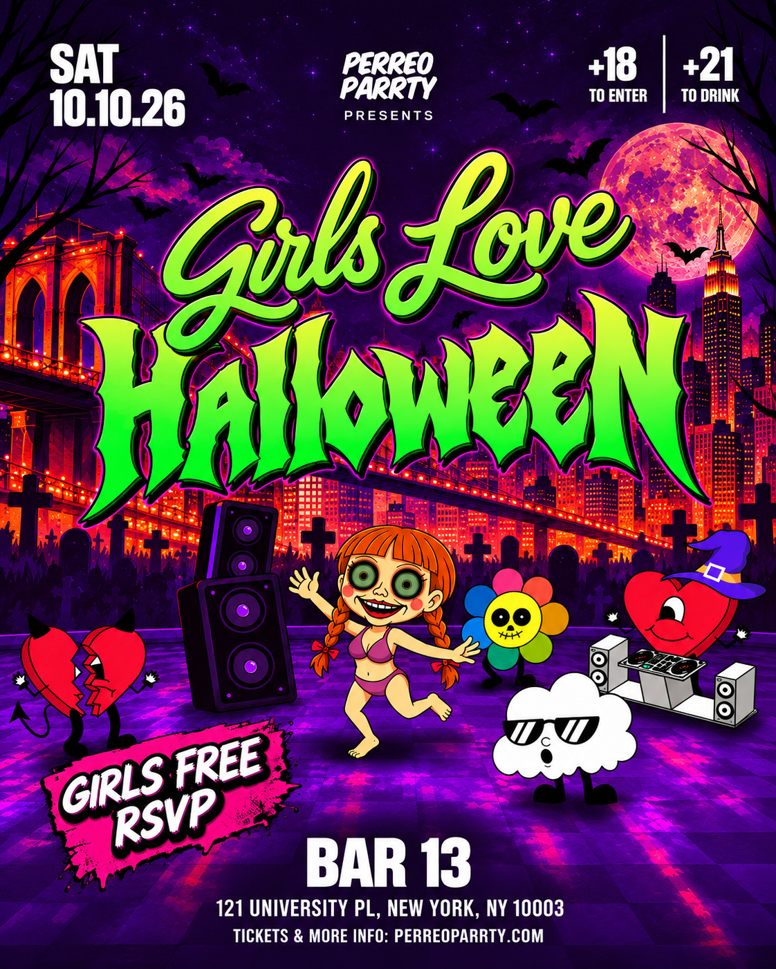 Girls Love Halloween  - Latin Reggaeton Dance Party in Bar 13 (18+)