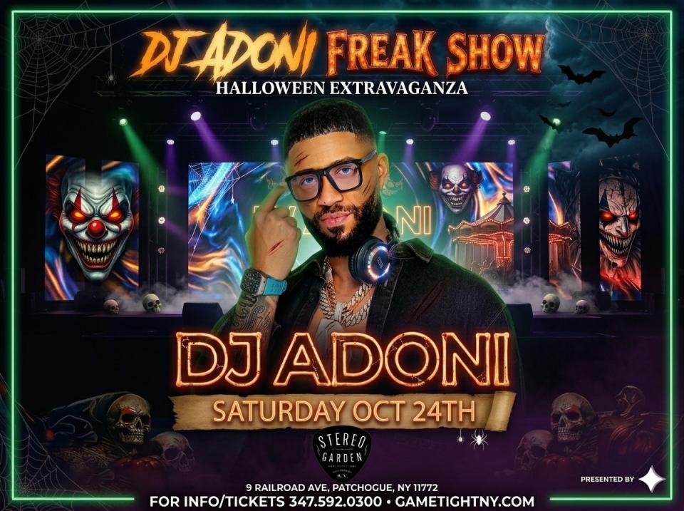 Buy tickets for DJ ADONI FREAK SHOW AT STEREO GARDEN HALLOWEEN PARTY 2026 DJ ADONI FREAK SHOW AT STEREO GARDEN HALLOWEEN PARTY 2026