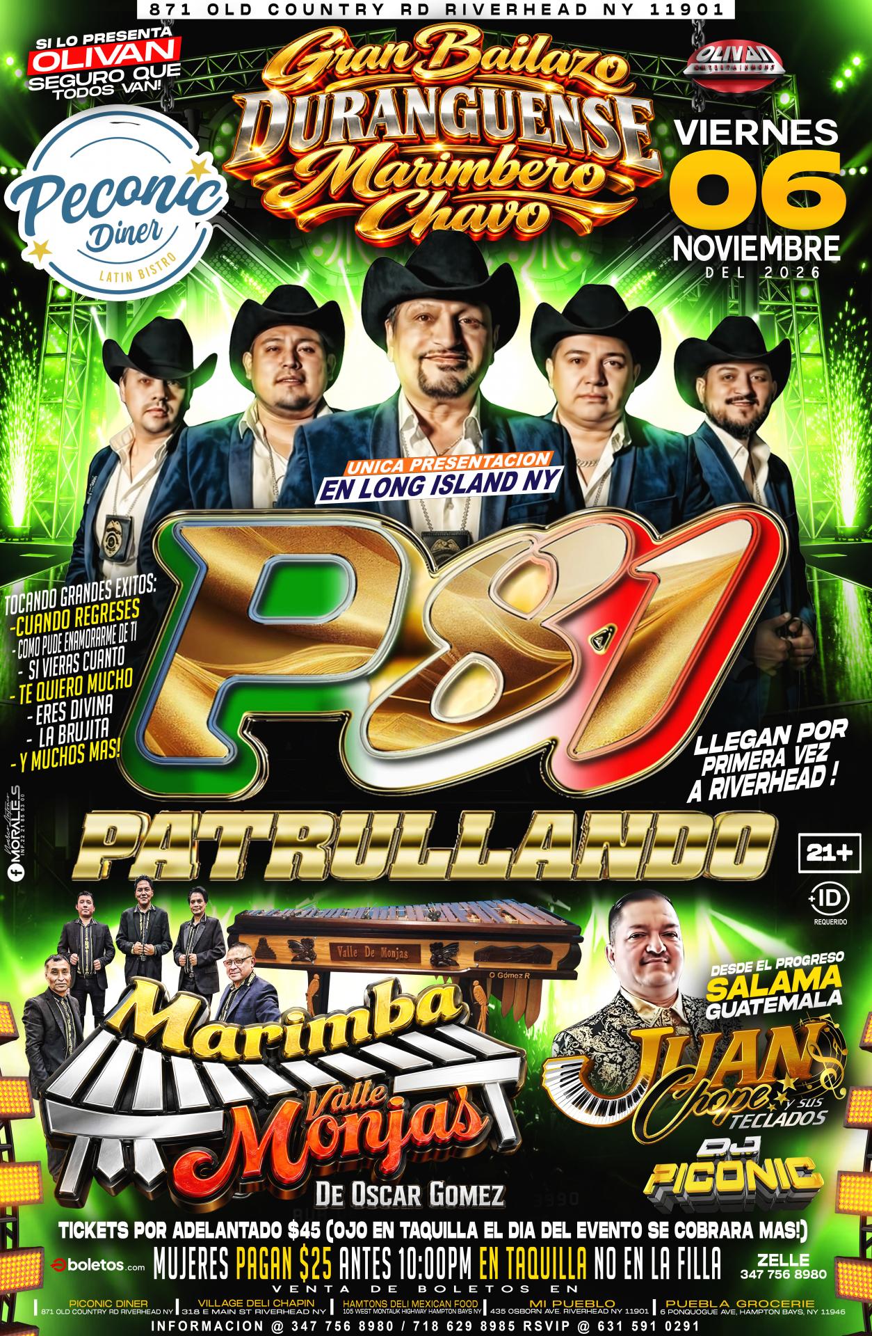 Buy tickets for P81 Patrullando, Marimba Valle De Monjas, Juanchope Y Sus Teclados P81 Patrullando, Marimba Valle De Monjas, Juanchope Y Sus Teclados